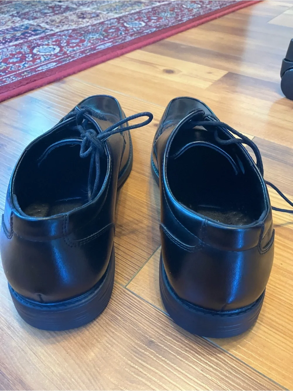 Men's Black Leather Lace-Up Derby Dress Shoes